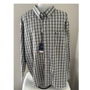 Izod Advantage Performance Deep Sea Plaid L/S Button Front Shirt 2XLT Big & Tall